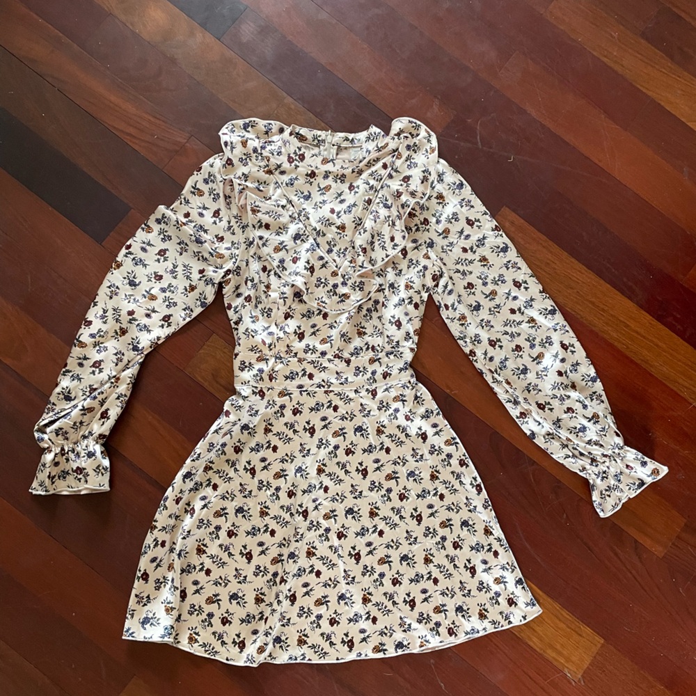Spring long sleeve silk dress